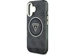 Etui Guess Iml Metal Glitter 4G Circle Triangle Magsafe Do Iphone 16 Czarny