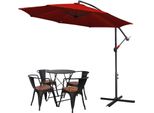 Tolletour Ombrellone Ombrellone A Braccio Laterale Ombrellone Da Giardino Gazebo 350 Cm - Rosso