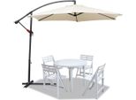 Tolletour Ombrellone Ombrellone A Braccio Laterale Ombrellone Da Giardino Gazebo 300 Cm - Beige