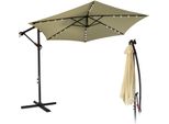 Ombrellone Jopassy Beige Led Solar Ø350Cm Ombrellone A Braccio Laterale Ombrellone Da Giardino Ombrellone Da Mercato Manovella Balcone Alluminio Inclinabile