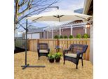 Fiqops Ombrellone Beige Ø350Cm Ombrellone A Sbalzo Ombrellone Da Giardino Ombrellone Da Mercato Ombrellone A Manovella Balcone Alluminio Inclinabile