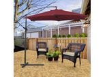 Fiqops Ombrellone Rosso Ø350Cm Ombrellone Pensile Da Giardino Ombrellone Da Mercato Ombrello A Manovella Balcone Alluminio Inclinabile