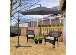 Fiqops Ombrellone Grigio Ø350Cm Ombrellone Pensile Da Giardino Ombrellone Da Mercato Ombrello A Manovella Balcone Alluminio Inclinabile