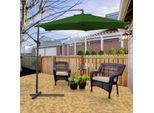 Fiqops Ombrellone Verde Ø350Cm Ombrellone Pensile Da Giardino Ombrellone Da Mercato Ombrello A Manovella Balcone Alluminio Inclinabile