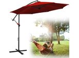 Ombrellone Clanmacy Ombrellone Girevole A 360° Ø350Cm Protezione Uv Ombrellone Con Manovella UV50+ Ombrellone Da Giardino Ombrellone Da Mercato Rosso