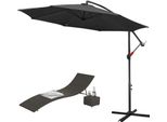 Ombrellone Clanmacy Ombrellone A Braccio Laterale Ombrellone Da Giardino Gazebo 300 Cm - Grigio