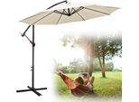 Ombrellone Clanmacy Ombrellone Girevole A 360° Ø350Cm Protezione Uv Ombrellone Con Manovella UV50+ Ombrellone Da Giardino Ombrellone Da Mercato Beige