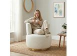 Lvhom Poltrona Girevole Con Base In Metallo, Poltrona Relax Poltrona Lounge Poltrona Girevole Poltrona Da Salotto, Poltrona Girevole Teddy Peluche Poltrona Imbottita, Bianco