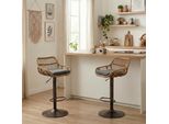 Lvhom Set Di 2 Sgabelli Da Bar In Rattan Con Base In Metallo, Sgabello Da Giardino, Mobili Da Giardino, Mobili Da Balcone, Sgabello Da Giardino Regolabile In Altezza E Girevole A 360°, Grigio