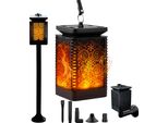 Luce Solare Led 3In1 Lampada Solare Da Giardino, Lanterna, Torcia Effetto Fiamma