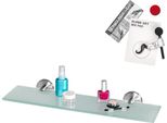 Bremermann Serie Bagno Piazza - Ripiano In Vetro Incl. Set Di Adesivi, Ripiano In Vetro, Ripiano Per Bagno In Vetro E Acciaio Inox, Opaco