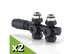 S'afielina Set Multiblock Per Raccordo Radiatore, Antracite (2 Pz) Blocco Rubinetto Termostatico Valvola Accessori Per Il Riscaldamento Forma Angolare E Rettilinea