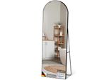 Specchio A Figura Intera, 161 X 52 Cm, Specchio Nero In Piedi Con Cornice In Alluminio Curvato, A Libera Installazione E A Parete, Madison