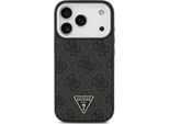 Custodia Per Iphone 17 Pro Max, Guess Hardcase Leather 4G Triangle Strass, Nero