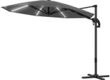 Ombrellone A Sbalzo In Alluminio Led Solare Ø300Cm Ombrellone Regolabile In Altezza Con Supporto A Manovella UV50+ Idrorepellente 360° Girevole Ombrellone Da Mercato Inclinabile Ombrellone Da Giardino Protezione Solare Per Giardino Balcone Grigio Scuro |