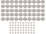 50 Set Di Bottoni Per Pantaloni Senza Cucitura Rimovibili Da 17 Mm Con Motivo A Fiore In Acciaio Inox Argento Con 2X6,5 Mm Di Viti A Punta In Ferro Ph