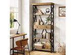 Libreria Industriale Tribesigns, Con Cassetti, Libreria Alta 180 Cm, Libreria In Legno E Metallo Con Robusto Telaio A X, Soggiorno, Ufficio