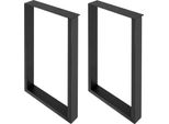 Set Di 2 Gambe Per Mobili - Gambe Per Tavoli Paralleli - Altezza 71 Cm - Montaggio A Vite - Piedini In Gomma Per La Protezione Del Pavimento - Portata 200 Kg - Acciaio - Nero