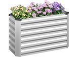 Aiuola Rialzata - Vaso Da Fiori 100X40X56 Cm - Acciaio Inossidabile - Resistente Alla Ruggine E Alle Intemperie - Per Giardino E Balcone, Ortaggi E Fiori - Bianco