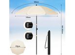 Ombrellone Rotondo Da Spiaggia E Balcone - Ombrellone Da Giardino - Protezione Uv - Impermeabile - Regolabile In Altezza - Inclinabile A 45° - 195 Cm - Beige