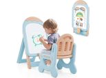 Cavalletto Regolabile Per Bambini Con Sedia, Lavagna Bianca E Contenitore