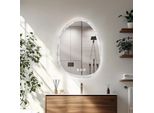 Specchio Da Bagno A Led - Specchio Da Parete Retroilluminato - 60×80 Cm - Senza Nebbia - Dimmerabile - Forma Irregolare - Cornice In Alluminio - Grigio Chiaro