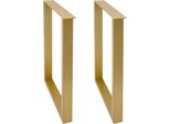 Set Di 2 Gambe Per Mobili Paralleli - Gambe Per Tavoli E Scrivanie - Altezza 71 Cm - Acciaio - Montaggio A Vite - Portata 200 Kg - Protezioni Per Il Pavimento - Oro