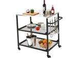 Succebuy Carrello Barbecue Da Esterno 80X61 Cm (Dimensioni Del Piano), Tavolo Barbecue Mobile Con Maniglia Laterale, 2 Ripiani E 4 Ruote, Carrello Di Servizio Per Picnic, Cucina E Giardino
