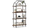 Costway Libreria A 4 Ripiani, Scaffale Con Struttura In Metallo E Ripiani In Legno, Scaffale Portaoggetti, Scaffale Espositivo, Scaffale Da Esposizione, 95X34X156 Cm, Marrone
