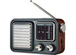 Avizar, Radio Retrò Fm/Am/Sw Con Lettore Usb MP3, Nero/Argento