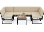 Costway Mobili Da Salotto Per Esterni, Set Da Giardino 6 Pezzi Con Divano E Tavolo, Divano Da Giardino Con Cuscini Per Seduta E Schienale, Mobili Da Balcone, Mobili Da Terrazza, Set Di Sedute