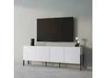Kommode Otto Home "Jukon,Breite 200 Cm, Moderne Grifflose Kommode,4 TüRen", Weiß (Weiß Matt), B:200Cm H:70Cm T:40Cm, Sideboards, Kommode, Sideboard, Anrichte Viel Stauraum, Push-To-Open-Funktion