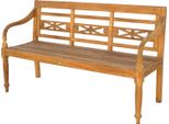 Panca Da Giardino Teako Design Aoste In Teak - Panca In Legno Massiccio Resistente Alle Intemperie Con Schienale Floreale (150 Cm, Senza)