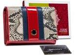 Peterson | Elegante Portafoglio Da Donna, Con Motivo Rfid In Pelle Di Serpente, Pelle Naturale, Vino Rosso, 14X11,5 Cm