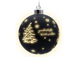 1.03 Palla Di Vetro A Led In Nero - Con 12 Led / Circa Ø 12 Cm - Palla Decorativa Illuminata