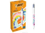 Bic - Colours Decors Botanical Universe Biro A 4 Colori, Media, Colori Classici, Confezione Da 12 Pezzi
