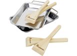 Landmann Set Di 2 Padelle Per Grigliare Vassoio Per Grigliare Padella Per Raclette Mini Padella Bbq Raschietto In Bambù