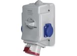 Presa A Muro OPTIMA-COMBI 3P+N+E 16A + 2X230V Con Interruttore 0-1
