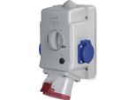 OPTIMA-COMBI 3P+N+E 32A + 2X230V Presa Di Corrente Da Superficie Con Interruttore L-0-P