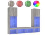 Syfax™ Mobili Tv A Muro Con Led 5Pz Grigio Sonoma In Legno Multistrato