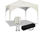 Tenda Da Festa 3 X 3 M - Gazebo Pieghevole Pop-Up Per Giardino - Struttura In Acciaio - 210D Oxford Con Rivestimento Argentato - 3 Altezze 250/254/258 Cm - Impermeabile - Beige