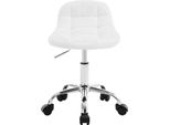 Sedia Da Ufficio - Sgabello Girevole - Schienale Basso - Altezza Regolabile 56,5-68 Cm - Con Rotelle - Senza Braccioli - Rivestimento In Tessuto - Grigio Chiaro
