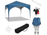 Gazebo Da Giardino - Tenda Da Festa Pop-Up 3X3 M - Impermeabile - Tetto A Semicerchio - Tessuto Oxford - Per Giardino/Feste/Mercato - Blu