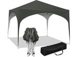 Gazebo Pieghevole 3X3 M - Tenda Da Giardino Pop-Up - Telaio In Acciaio - 210D Oxford Con Rivestimento Argentato - Impermeabile - Regolabile In Altezza 250/254/258 Cm - Tetto Semicircolare - Grigio Chiaro