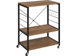 Carrello Di Servizio Con Rotelle - Scaffale Da Cucina/Supporto Per Microonde - 3 Ripiani - 4 Ganci - 4 Rotelle - Pannello Truciolare E1 E Struttura In Metallo - 60X40X82,5 Cm - Lavanda