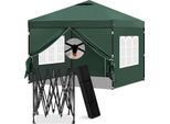Gazebo Pieghevole - Tenda Da Festa - Impermeabile - Con Pareti Laterali - Regolabile In Altezza - Protezione Uv - 210D Oxford Con Rivestimento Argentato - 300×278×300 Cm - Verde