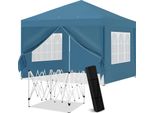 Gazebo Da Giardino - Gazebo Pieghevole 3 X 3 M - Impermeabile - Regolabile In Altezza - 210D Oxford Con Rivestimento Argentato - Pareti Laterali Con Finestre - Verde