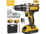 Trapano Elettrico A Mano - Avvitatore A Percussione A Batteria - 1800 Giri/Min - Mandrino Da 0,95 Cm - Motore A Spazzole - Ricaricabile - 2 Batterie - Arancione/Nero
