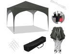 Gazebo Da Giardino - Tenda Da Festa Pop-Up - 3 X 3 M - Impermeabile - Pieghevole - Tetto Semicircolare - Tessuto Oxford - Grigio Chiaro