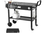 Succebuy Carrello Barbecue Da Esterno 787X432 Mm (Dimensioni Del Piano), Tavolo Da Barbecue Pieghevole Con Porta Fazzoletti, Ruote E Ripiano Magnetico Per Utensili, Tavolo Da Preparazione Carrello Da Picnic E Da Cucina